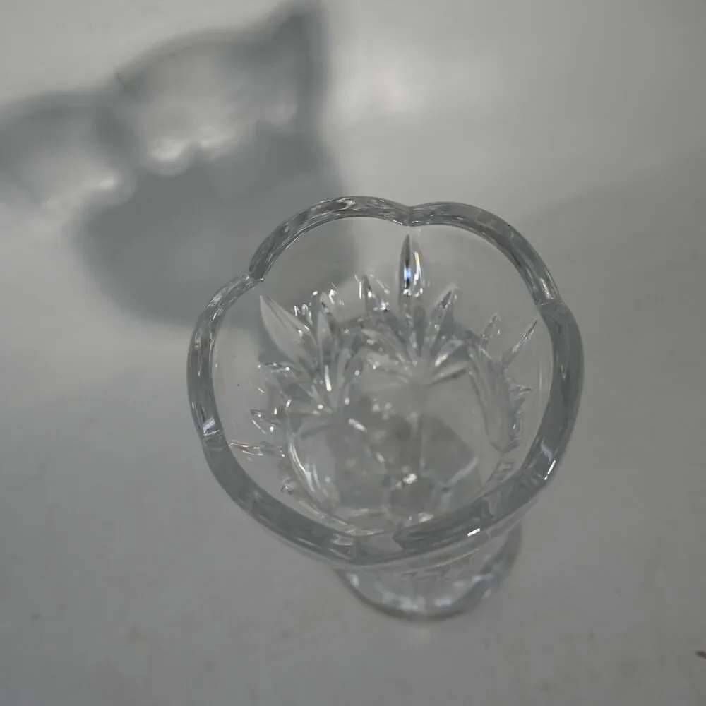 Royal Limited 24% Lead Crystal Tulip Vase Pedestal Scalloped Rim Czech Republic